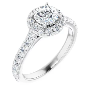 Kenna 1 CTW Natural Diamond Engagement Ring. This captivating piece is offered in white, yellow, or rose gold, as well as platinum.