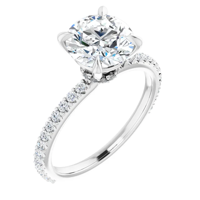 14K White 8 mm Round Forever One™ Moissanite & 1/3 CTW Diamond Engagement Ring. Moissanite and 1/3 CTW Natural Diamond Engagement Ring