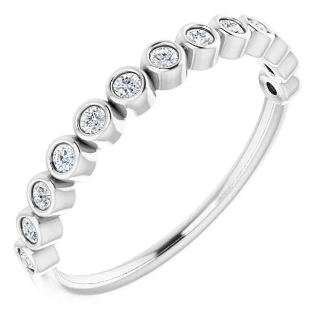 Juliette Bezel-Set Anniversary Diamond Band featuring 1/5 carat total weight. Available in white, yellow, rose gold, and platinum.