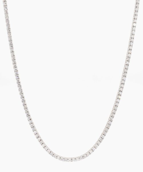 5 Carat Round Lab Diamond Tennis Necklace - F Color, VS2 Clarity, 16 Inches. This exquisite 16-inch piece exudes timeless sophistication. Shop now!