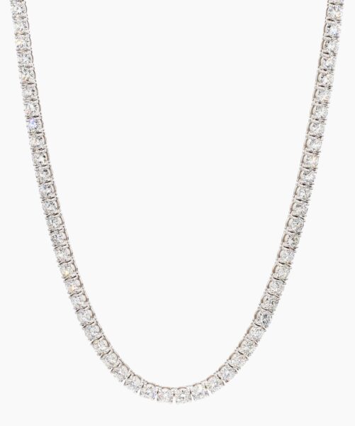 Gorgeous 21 Carat Round Lab Diamonds Tennis Necklace - F Color, VS2 Clarity, 18 Inches. Adorn yourself with this radiant necklace.