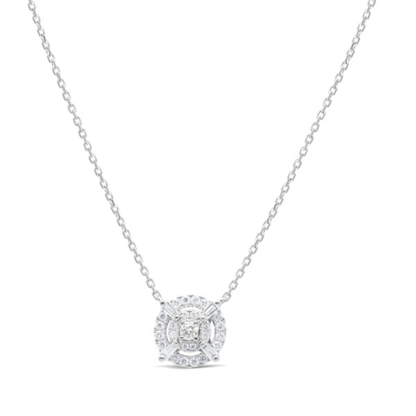 Alesia Natural Diamond Necklace. This pendant is available in White, Rose, Yellow settings.With a carat total weight (CTW) 0.18