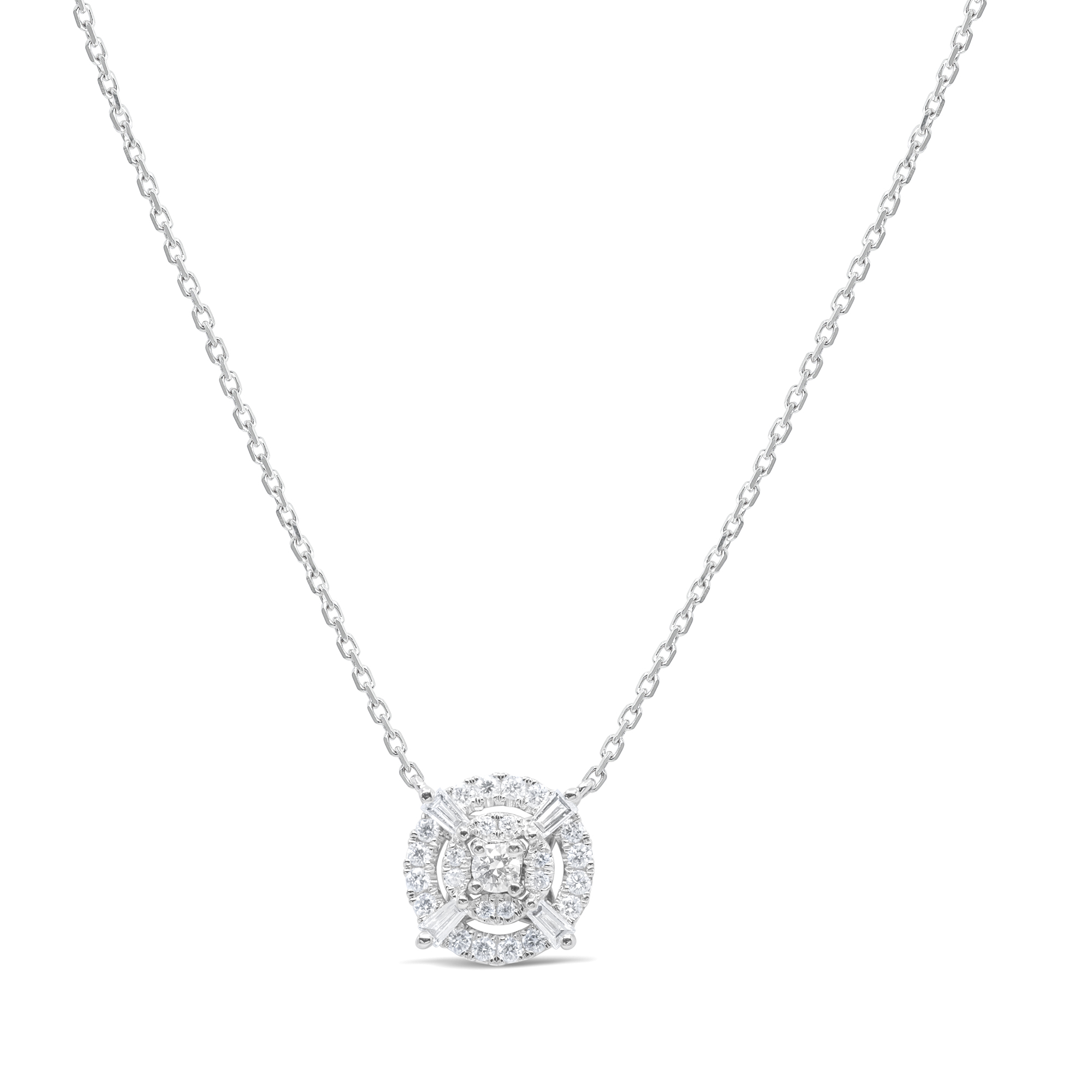 Alesia Natural Diamond Necklace. This pendant is available in White, Rose, Yellow settings.With a carat total weight (CTW) 0.18