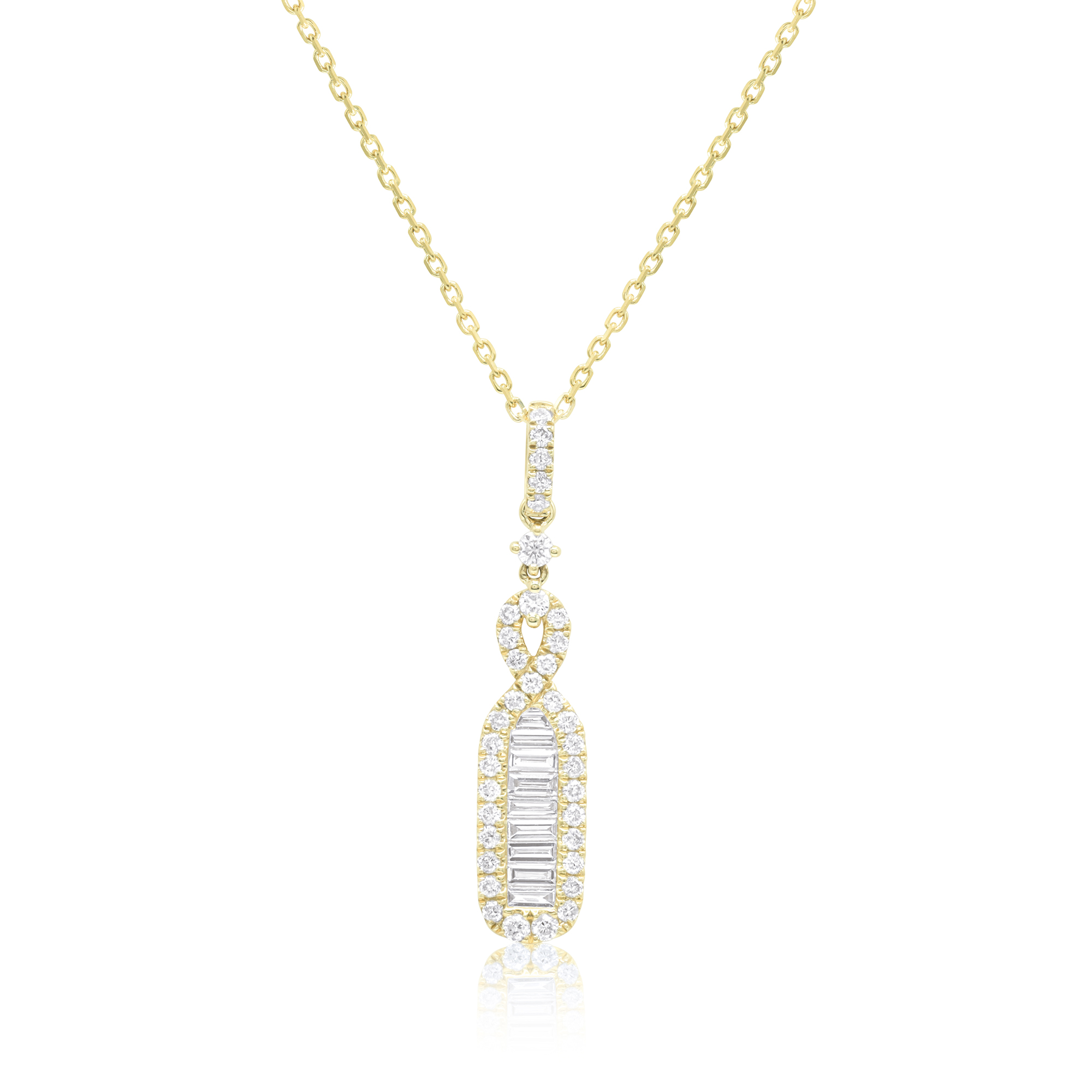 Goddess Natural Diamond Drop Necklace in white, yellow, or rose gold available in our online store. With a carat total weight (CTW) 0.55