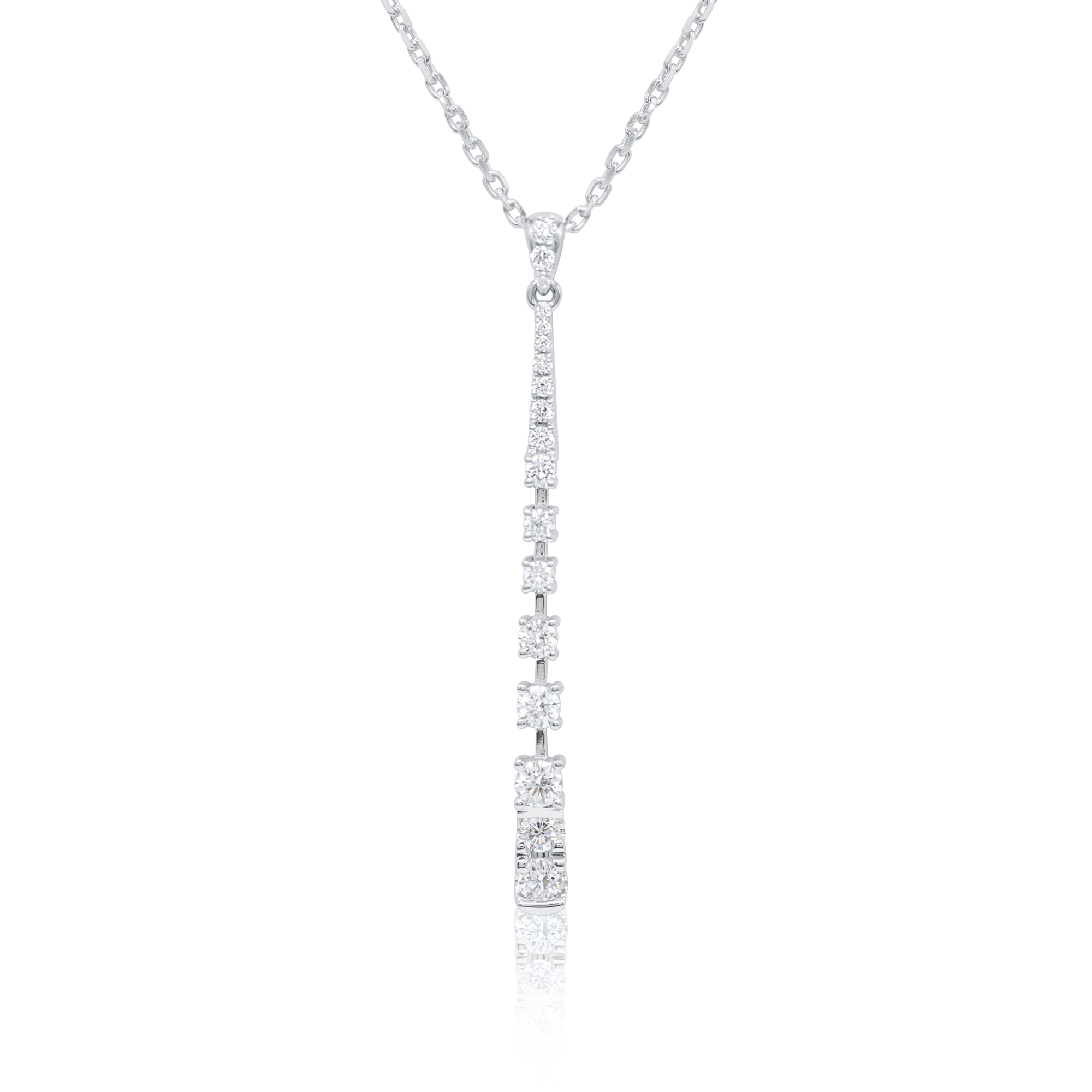 Carolina Natural Diamond Drop Necklace in white, yellow, or rose gold available in our online store. With a carat total weight (CTW) 0.74.