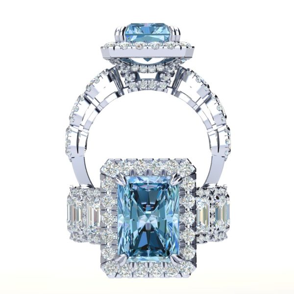 Rosa Blue Diamond Radiant Engagement Ring