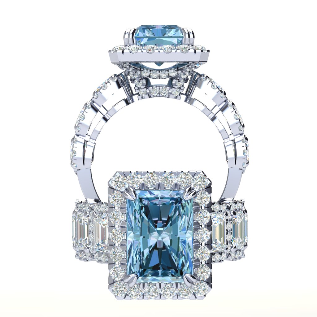 Rosa Blue Diamond Radiant Engagement Ring