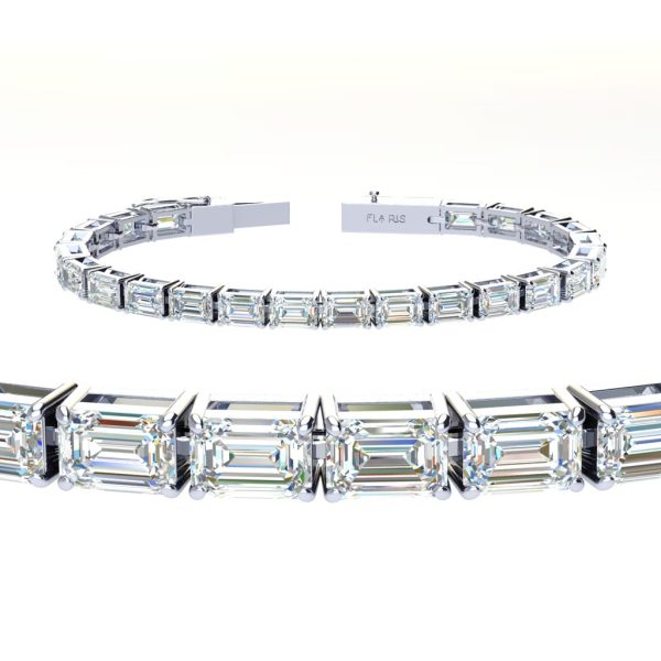 10 ctw East West Emerald Tennis Bracelet